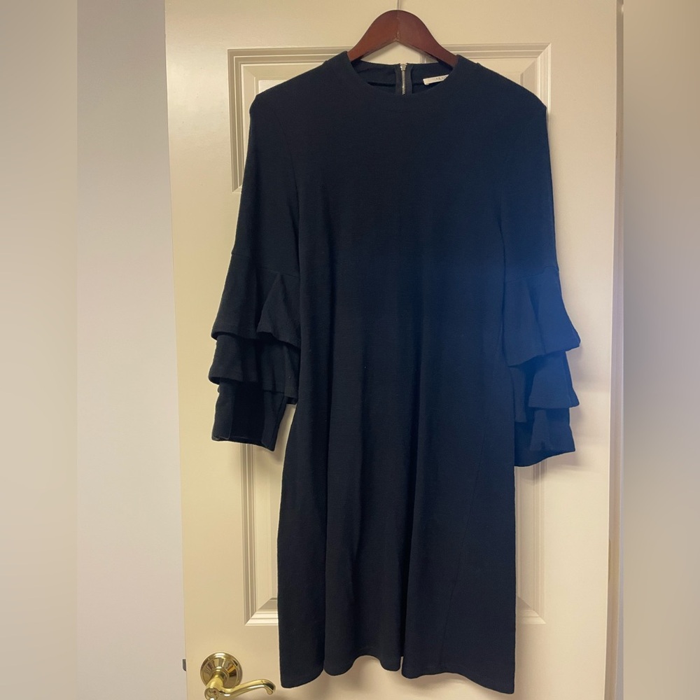 Le Lis Black Long Sleeve Dress with Ruffle Detail